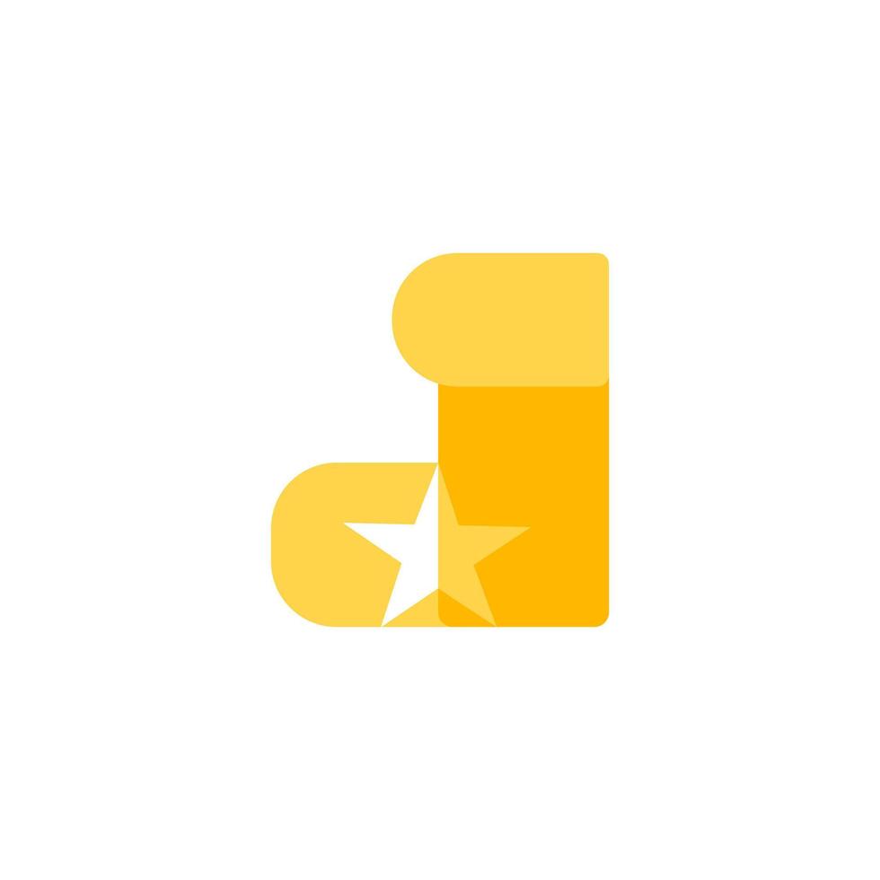 modern eenvoud sterlogo met letter j. ster concept logo ontwerpsjabloon met letter j. vector illustratie eps10
