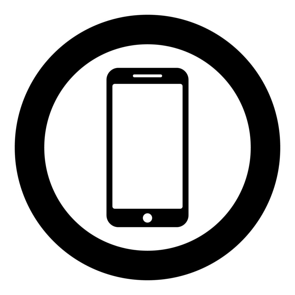 smartphone pictogram in cirkel ronde zwarte kleur vector illustratie vlakke stijl afbeelding