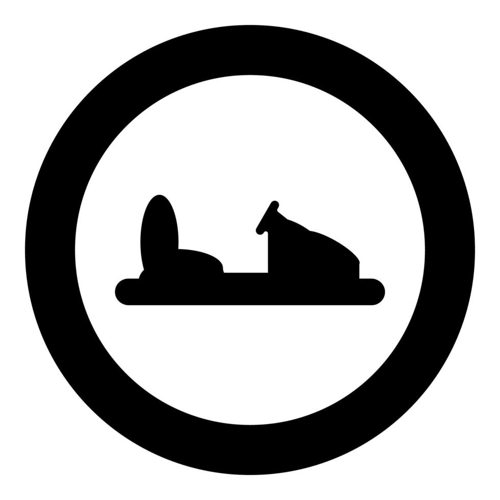 botsauto silhouet elektrische machine voor racebaan sideshow pretpark attractie dodgem pictogram in cirkel ronde zwarte kleur vector illustratie vlakke stijl afbeelding