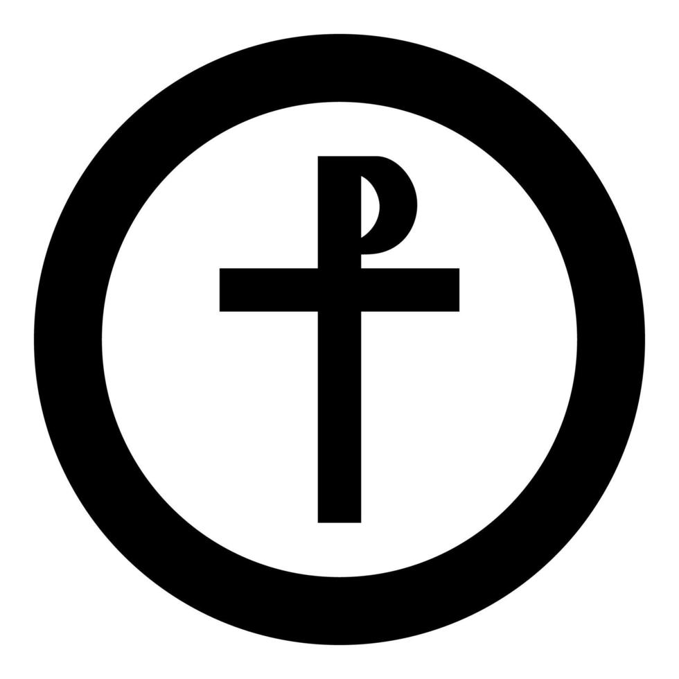 kruis monogram rex tsaar tsaar tsaar symbool van de zijn kruis heilige justin teken religieuze kruis pictogram in cirkel ronde zwarte kleur vector illustratie vlakke stijl afbeelding