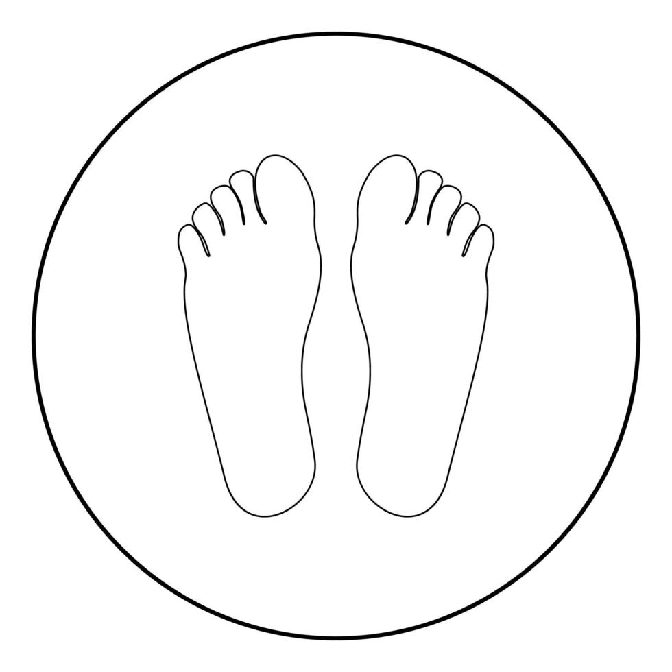 voetafdruk hiel het zwarte kleurpictogram in cirkel of rond vector