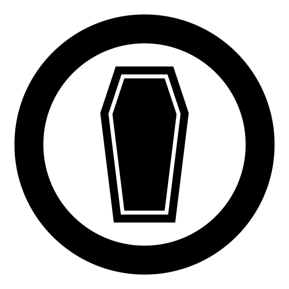 doodskist verzekering concept begrafenis onderwerp deksel doodskist pictogram zwarte kleur illustratie in cirkel round vector