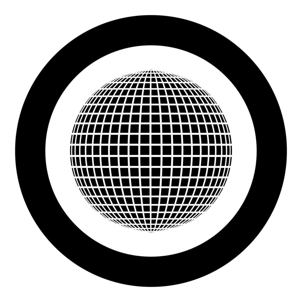 discobal disco party concept bal wereld concept web idee pictogram in cirkel ronde zwarte kleur vector illustratie vlakke stijl afbeelding