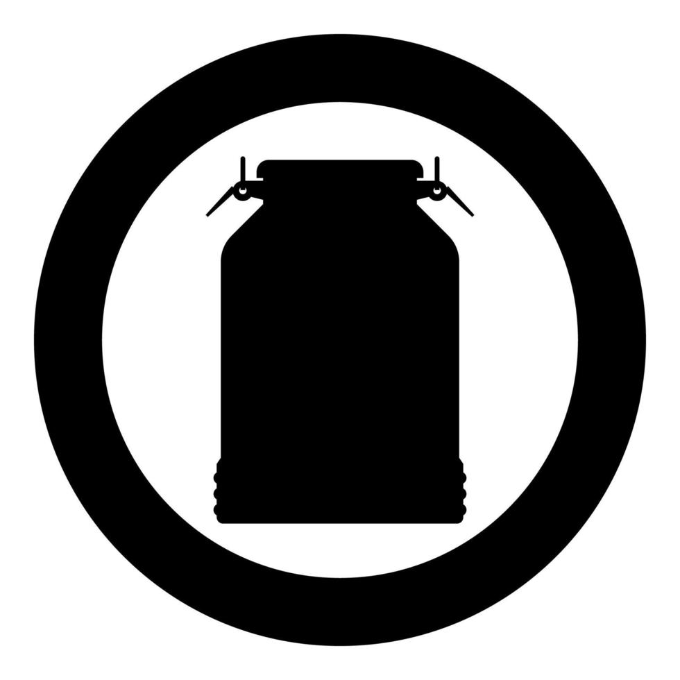 melk kan container pictogram zwarte kleur illustratie in cirkel ronde vector