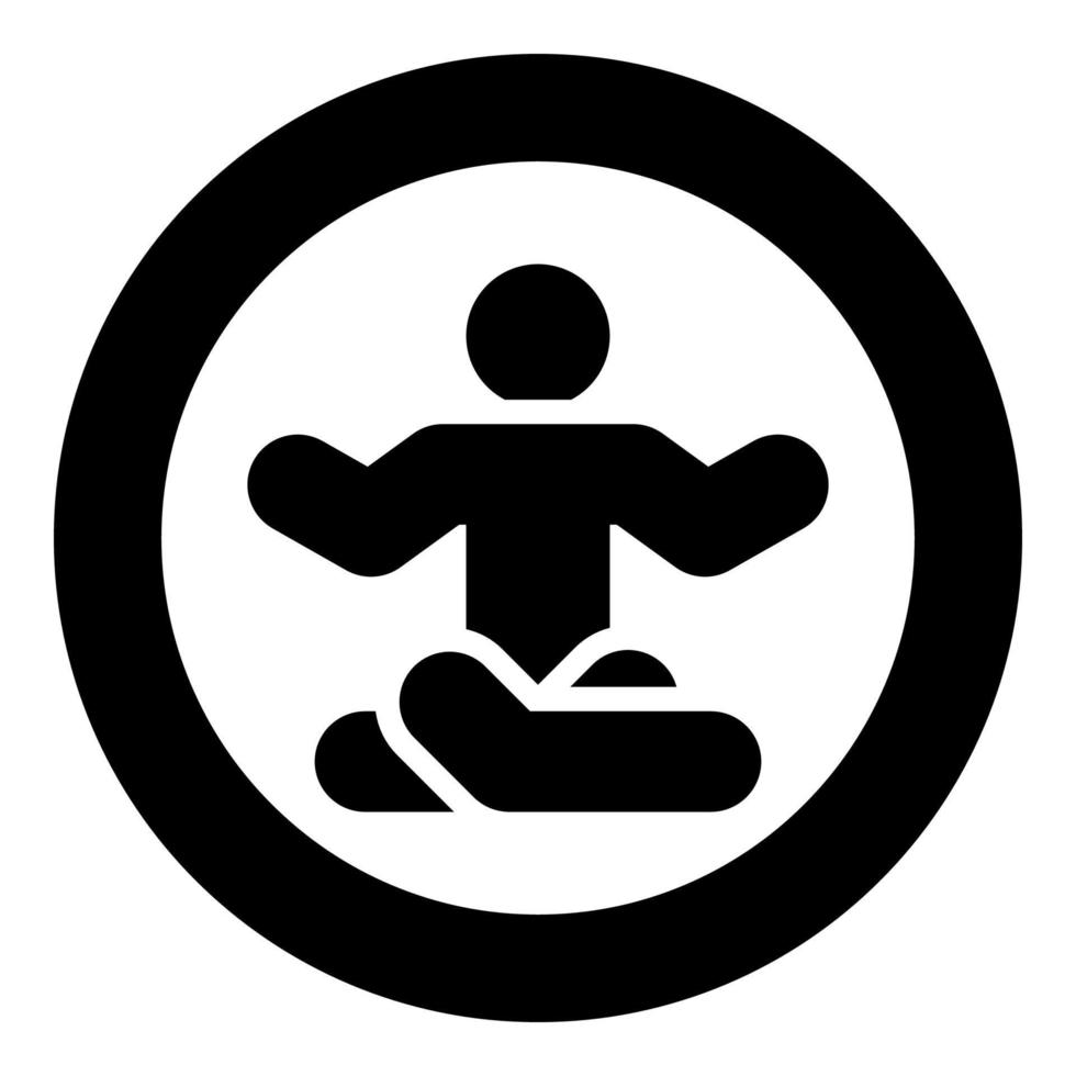 man in yoga pose pictogram in cirkel ronde zwarte kleur vector illustratie vlakke stijl afbeelding