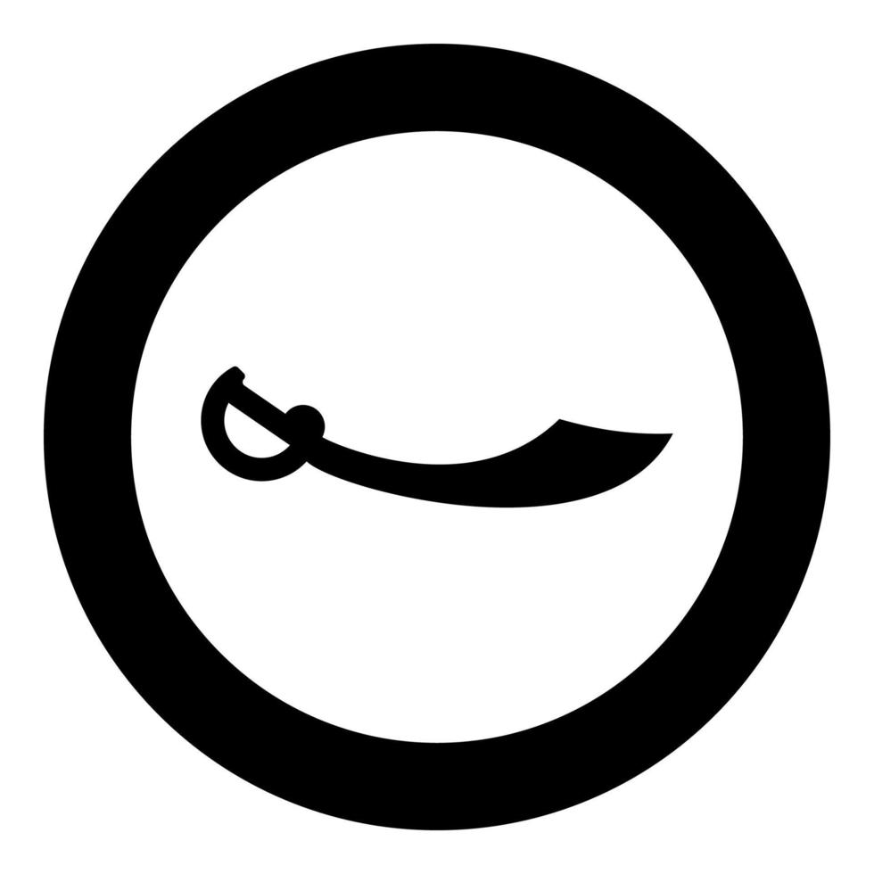piraat sabel machete pictogram in cirkel ronde zwarte kleur vector illustratie vlakke stijl afbeelding