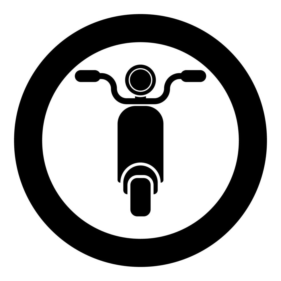 bromfiets scooter motorfiets elektrische fiets pictogram in cirkel ronde zwarte kleur vector illustratie solide omtrek stijl afbeelding