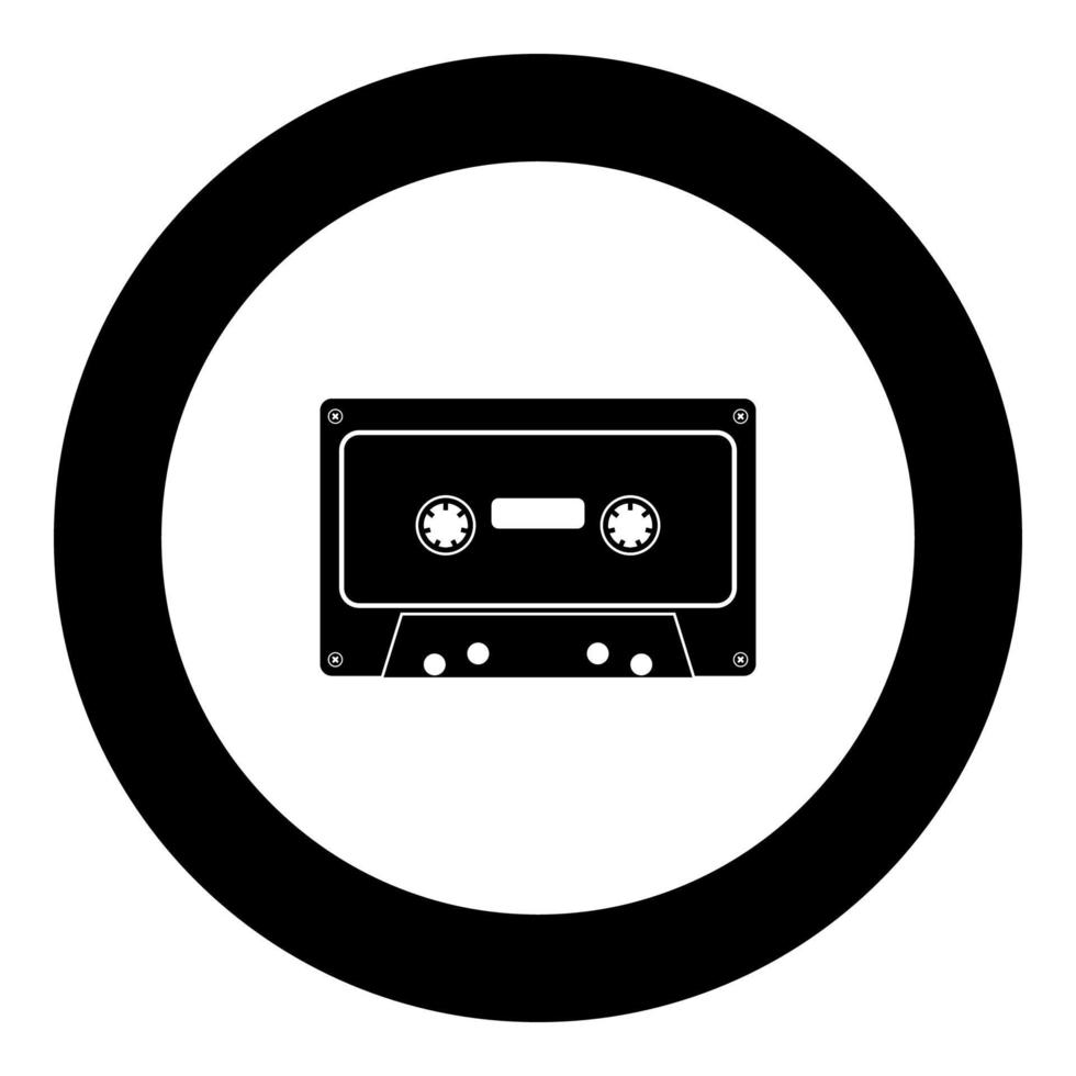 retro audiocassettepictogram zwarte kleur in ronde cirkel vector