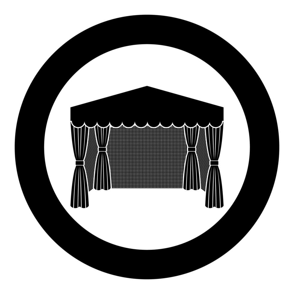 paviljoen om te winkelen zakelijke tent tent voor reclame pictogram in cirkel ronde zwarte kleur vector illustratie vlakke stijl afbeelding