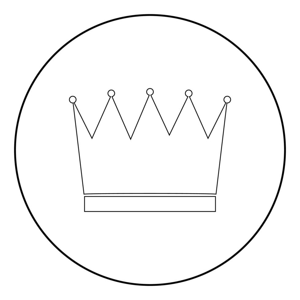 kroon het zwarte kleurpictogram in cirkel of rond vector