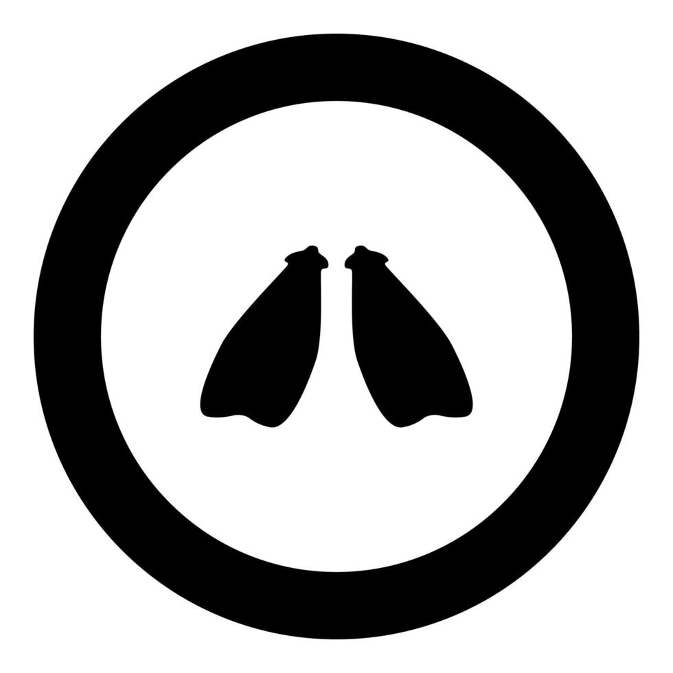 flippers pictogram zwarte kleur in ronde cirkel vector