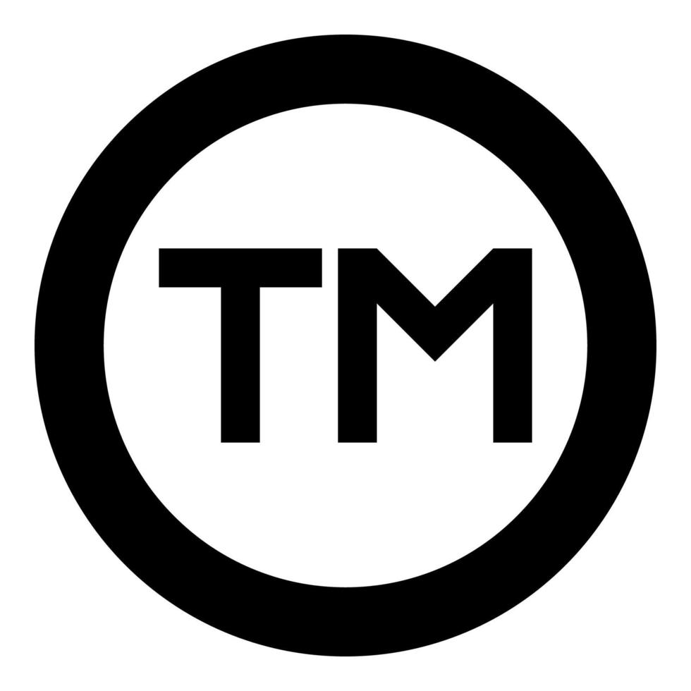 tm handelsmerk letterpictogram in cirkel ronde zwarte kleur vector illustratie vlakke stijl afbeelding