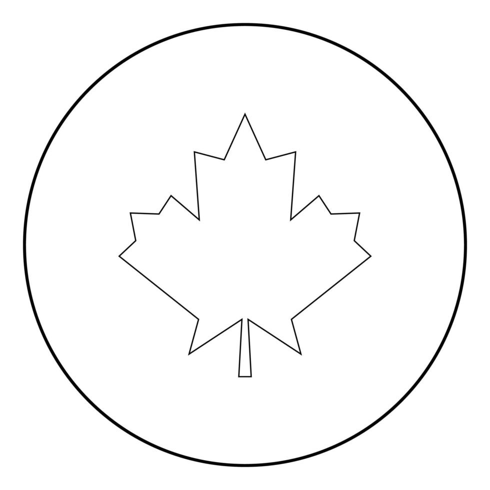 esdoornblad het zwarte kleurpictogram in cirkel of rond vector