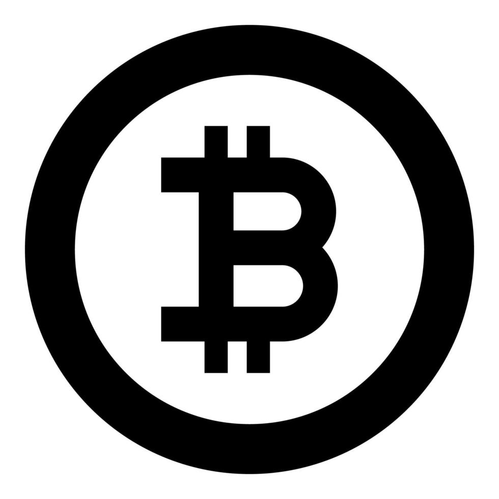 bitcoin pictogram zwarte kleur in cirkel rond vector