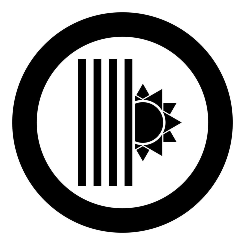 jaloezie en zon jaloezie sluiten zon jaloezie afsluiten licht louvre concept sluiter symbolen pictogram in cirkel ronde zwarte kleur vector illustratie vlakke stijl afbeelding
