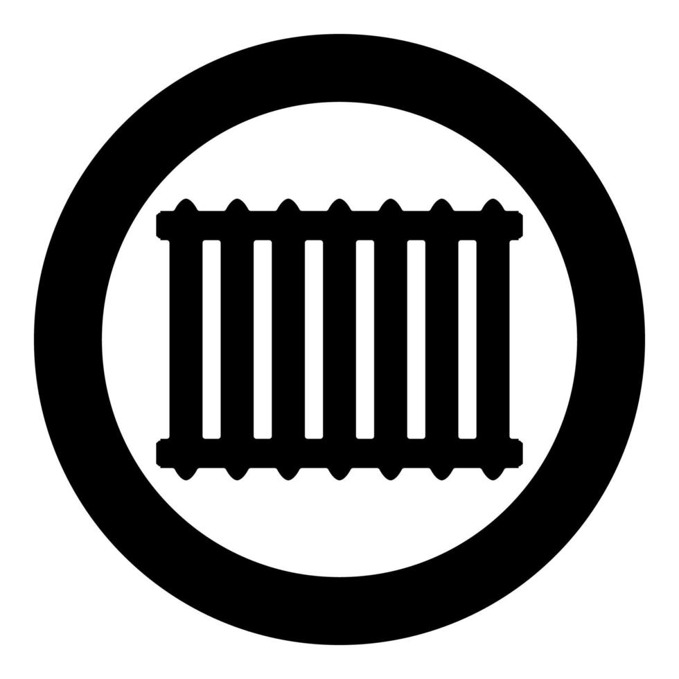 gietijzeren batterij verwarming radiator pictogram in cirkel ronde zwarte kleur vector illustratie vlakke stijl afbeelding