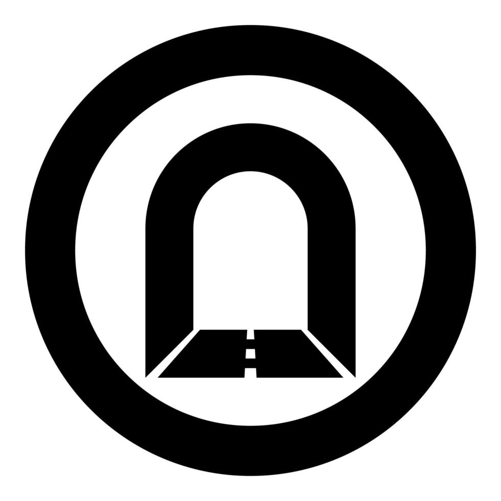 metrotunnel met weg voor autopictogram zwarte kleurenillustratie in cirkelronde vector