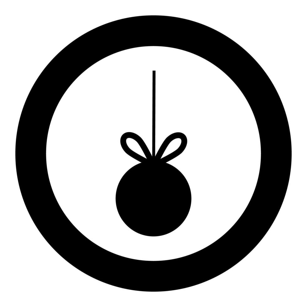 kerstboom bal met strik voor reclame grote verkoop concept pictogram in cirkel ronde zwarte kleur vector illustratie vlakke stijl afbeelding