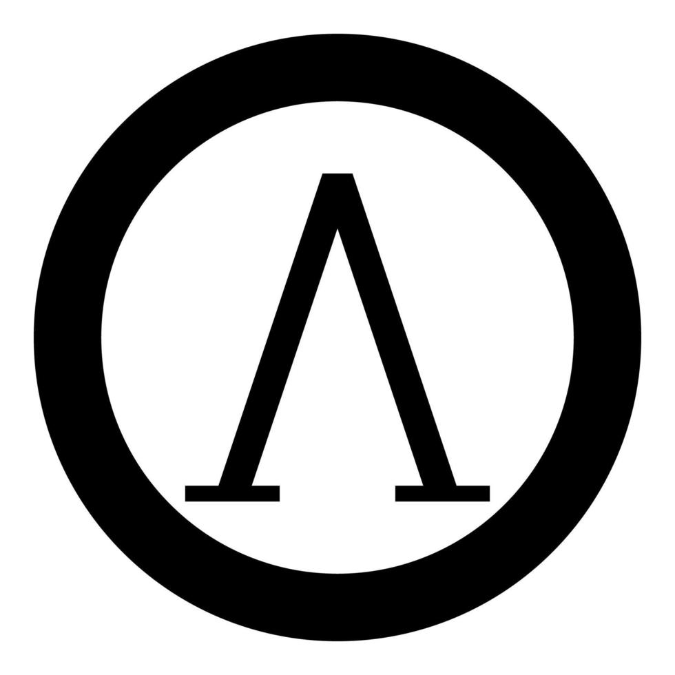 Lambda Grieks symbool hoofdletter hoofdletter lettertype pictogram in cirkel ronde zwarte kleur vector illustratie vlakke stijl afbeelding