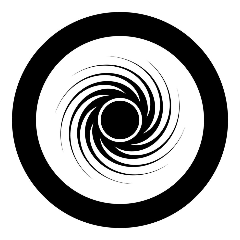 zwart gat spiraalvorm vortex portal pictogram in cirkel ronde zwarte kleur vector illustratie solide overzicht stijl afbeelding