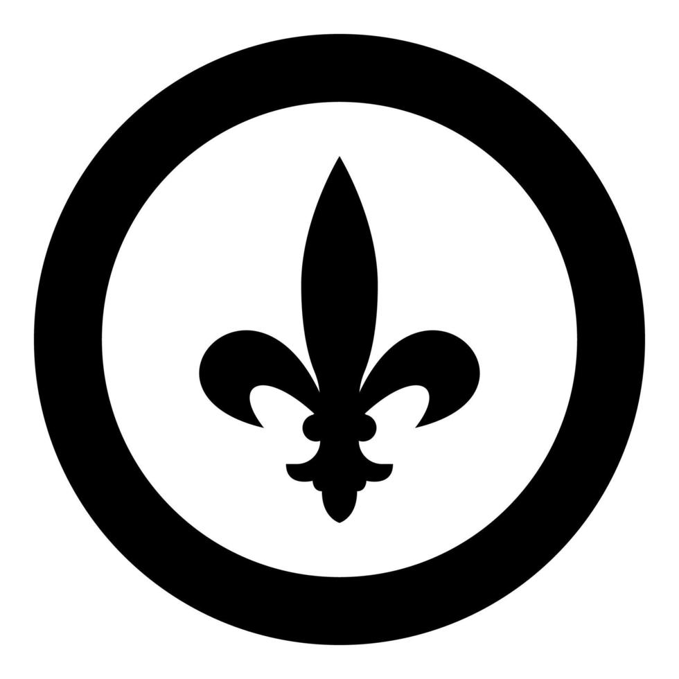 heraldisch symbool heraldiek liliya symbool fleur-de-lis koninklijk frans heraldiek stijlicoon in cirkel ronde zwarte kleur vector illustratie vlakke stijl afbeelding