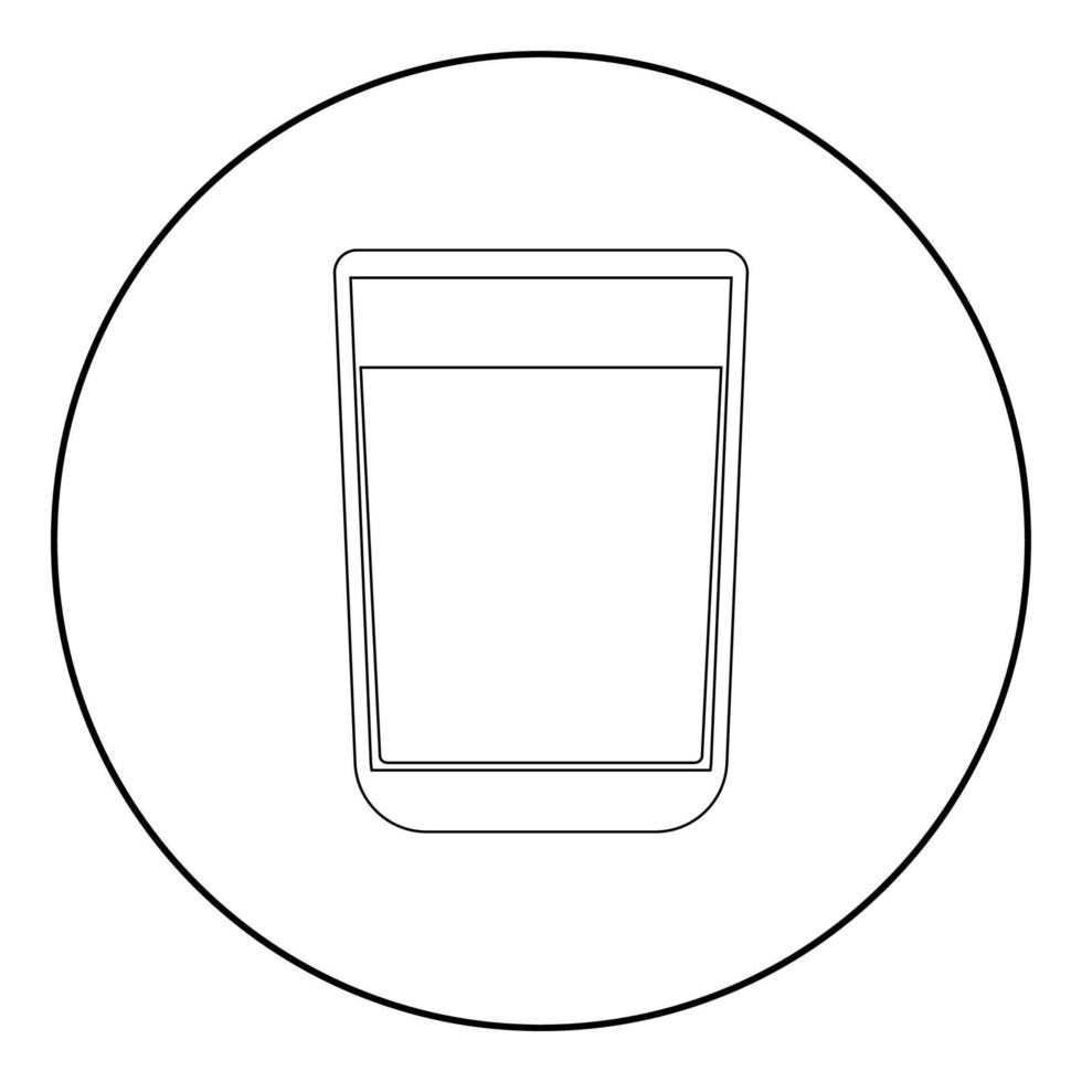 glas met vloeistof het zwarte kleurpictogram in cirkel of rond vector