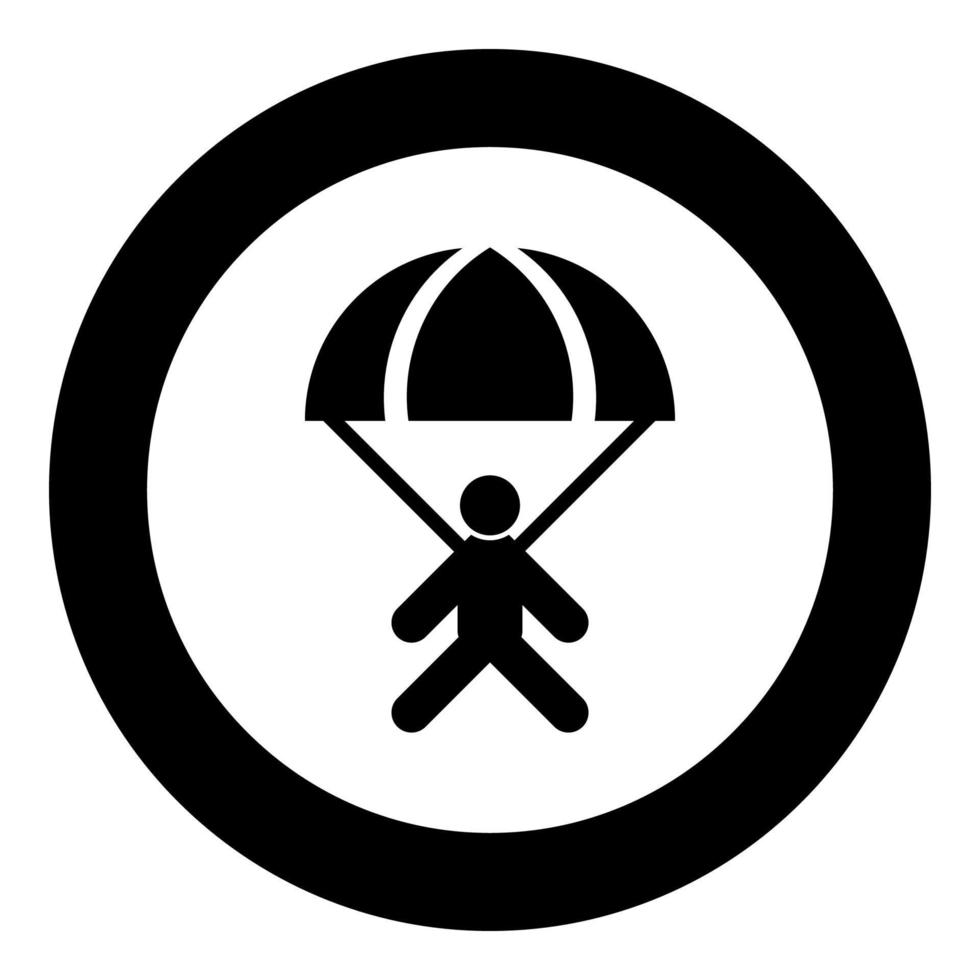 parachutespringer pictogram zwarte kleur in cirkel rond vector