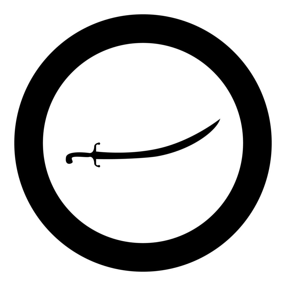 Turkse sabel kromzwaard sabel van Arabische Perzische gebogen zwaard pictogram in cirkel ronde zwarte kleur vector illustratie vlakke stijl afbeelding