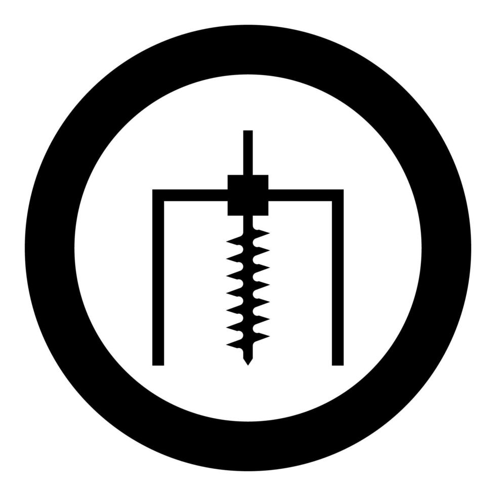 booreiland boring voor grondmijnindustrie geologisch saai concept vijzelpictogram in cirkel ronde zwarte kleur vector illustratie vlakke stijl afbeelding