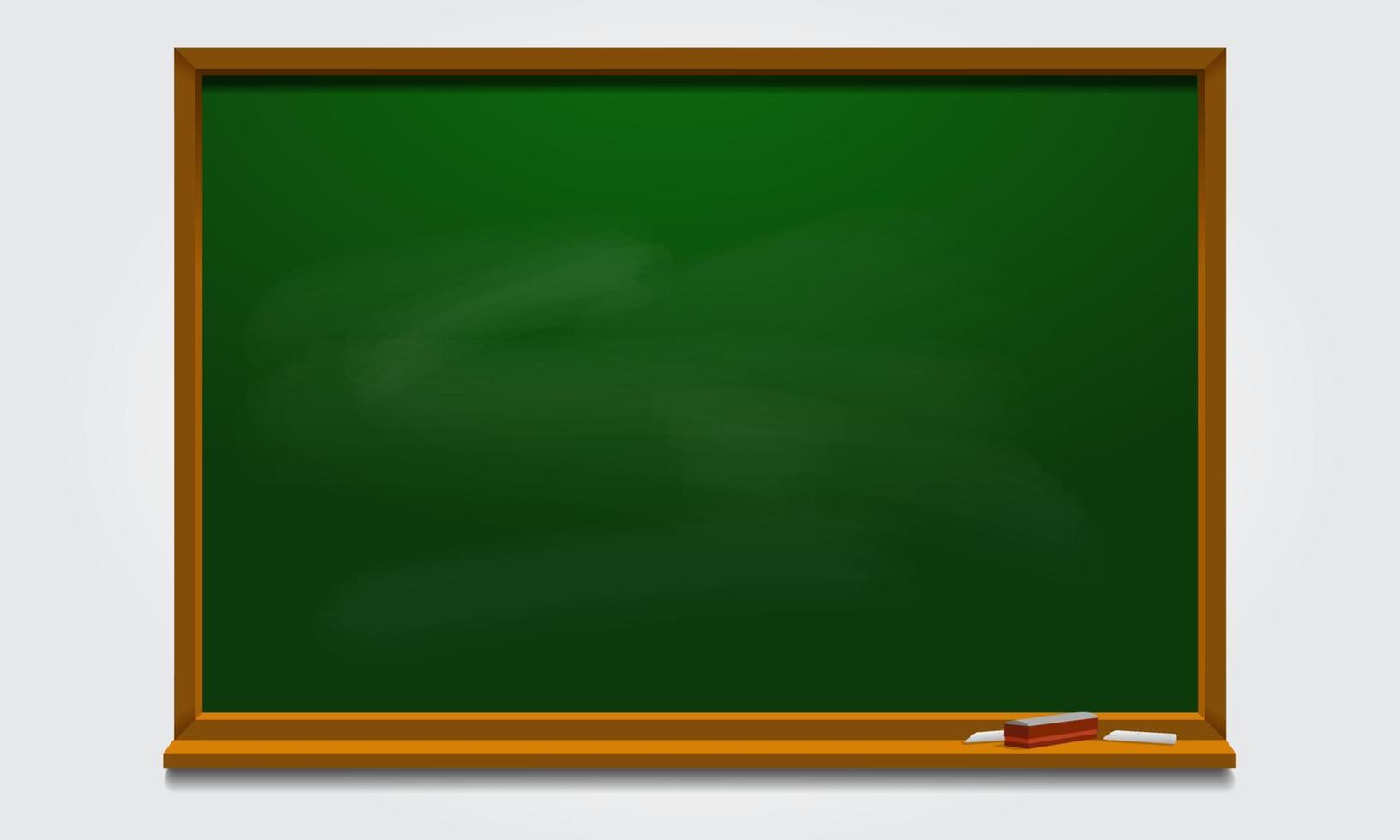groene schoolbord achtergrond vector sjabloon. achtergrond met een witte krijtsporen.