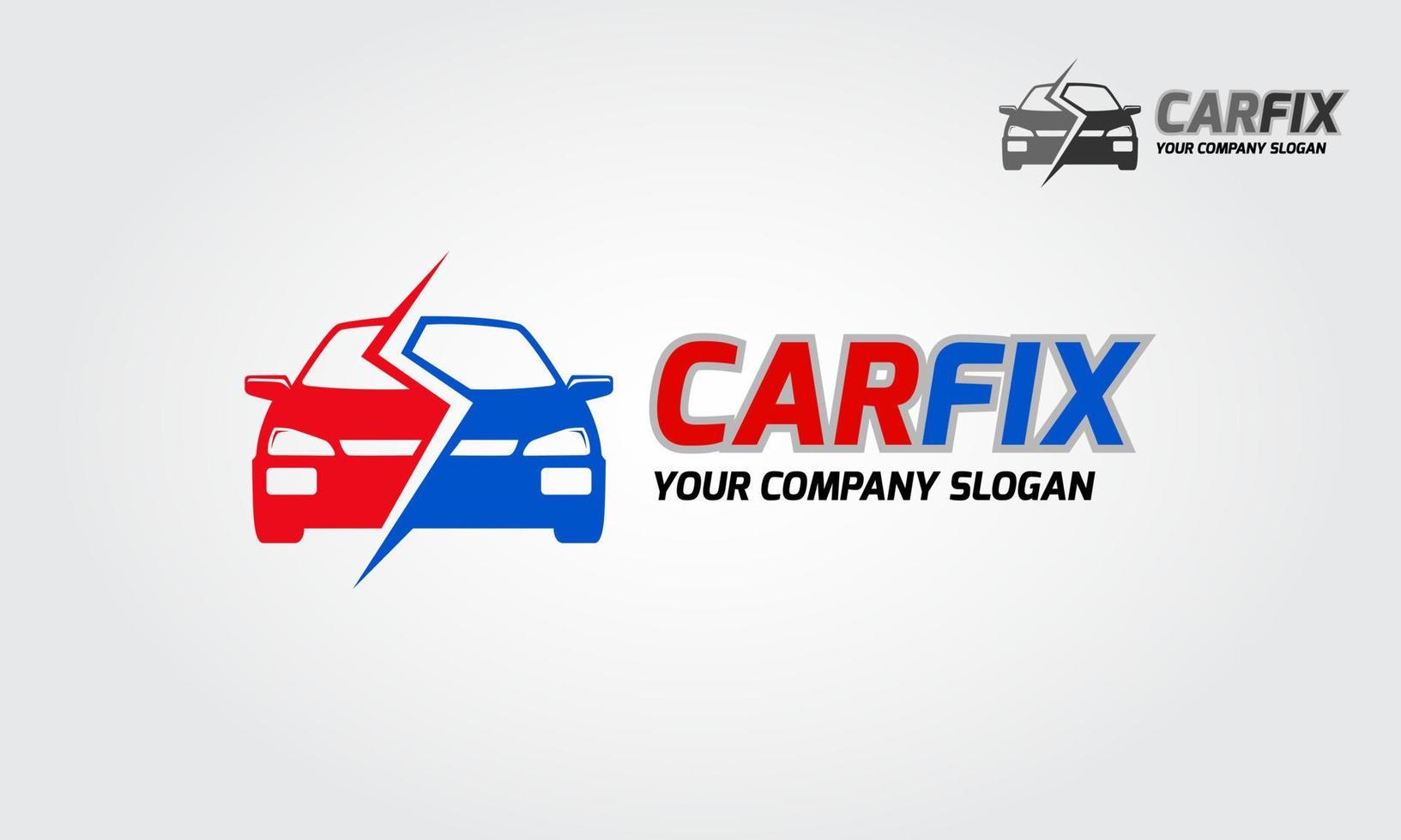 auto fix vector sjabloon. logo van gestileerde auto geschikt voor het repareren van auto's, verzekeringen en huren.