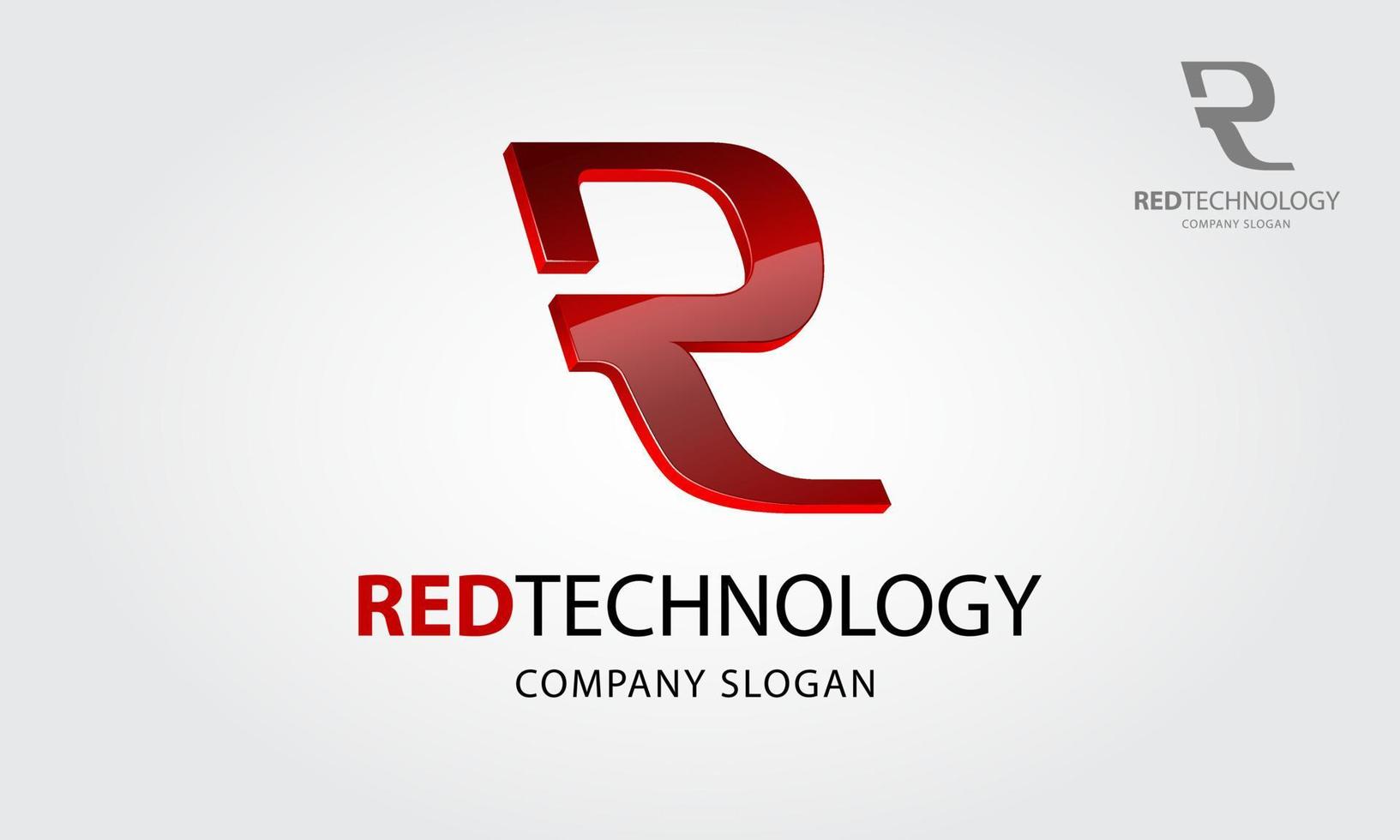 rode technologie vector logo. deze logo-letter van r of het is een eerste logo, het is een 3D-vectorlogo met glanzend effect, probeer een geavanceerde technologie, geavanceerde technologie, slim en moderniteit te symboliseren.