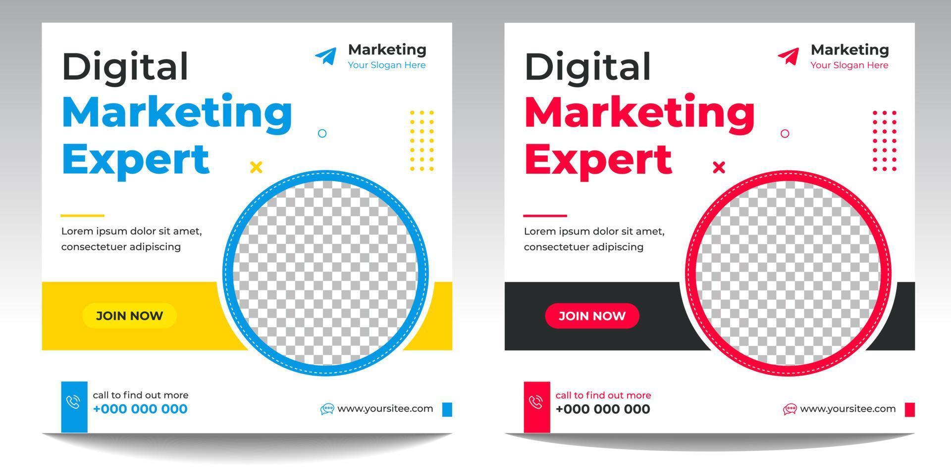 digitale marketing postbanner, digitale marketing sociale media postbanner. zakelijke marketing postbanner. digitale marketingbanner. vector