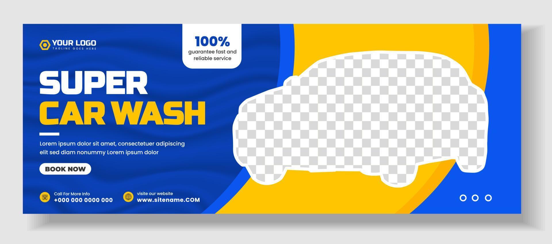 auto wassen sociale media dekking banner ontwerpsjabloon. car wash social media omslagfoto sjabloon. auto wassen service web banner ontwerpsjabloon. wasstraat banner. vector