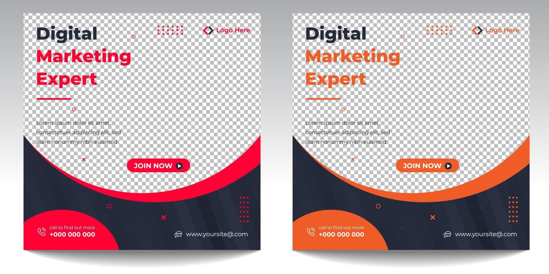 digitale marketing postbanner, digitale marketing sociale media postbanner. zakelijke marketing postbanner. digitale marketingbanner. vector