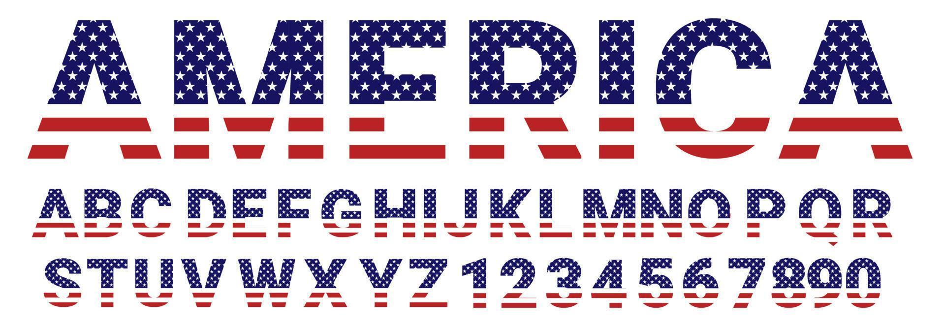 usa nationale vlag gestileerde platte lettertype. vector