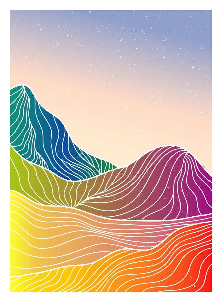 creatieve minimalistische moderne lijnkunstdruk. abstracte berg hedendaagse esthetische achtergronden landschappen. met berg, zee, skyline, golf. vectorillustraties vector