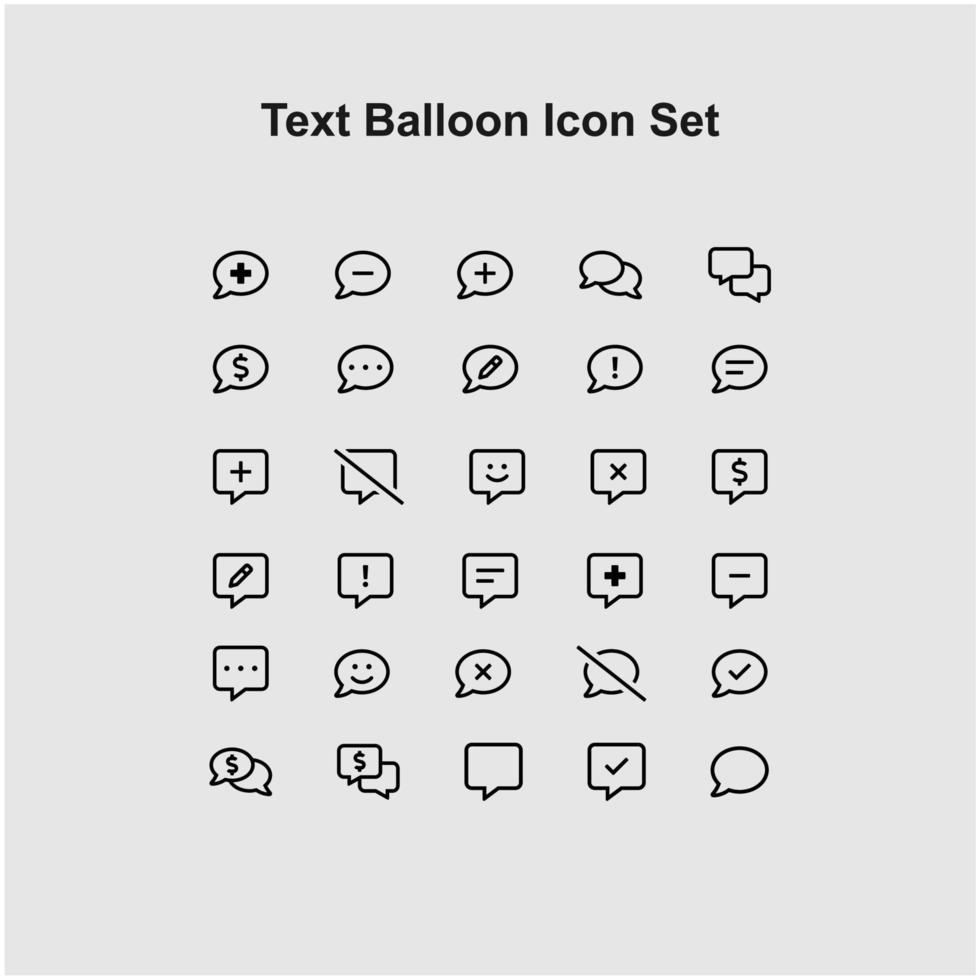 set van dunne pictogrammen over tekstballon vector