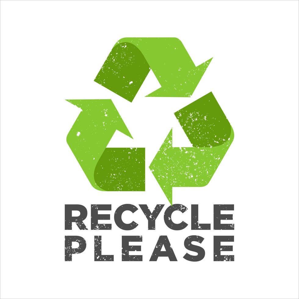 recycle alstublieft groene grunge vectorillustratie. recycle alsjeblieft retro spandoek of postersjabloon vector