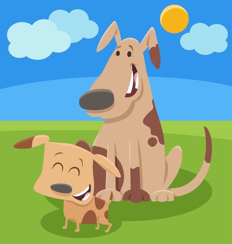 cartoon hond dier karakter met gelukkige kleine puppy vector