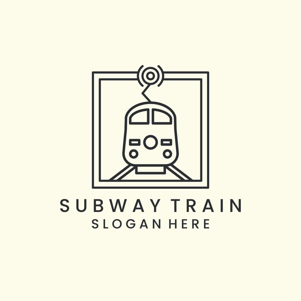 metro trein met embleem en lineaire stijl logo pictogram sjabloonontwerp. trein elektrisch, vervoer vectorillustratie vector