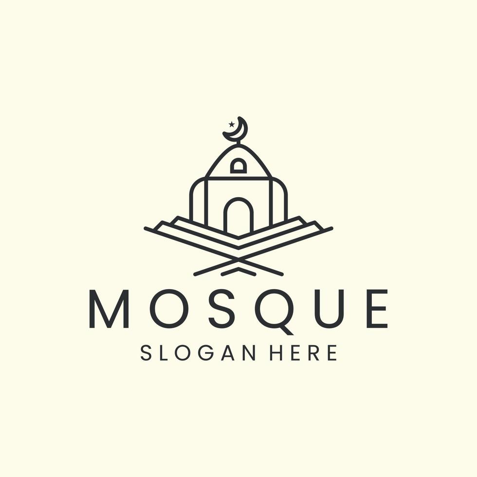moskee met lineaire stijl logo pictogram sjabloonontwerp. ramadan, islam, vectorillustratie vector