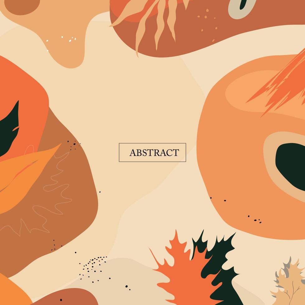 artistieke abstracte achtergrondsjabloon met herfstthema, met handgetekende stijl vector