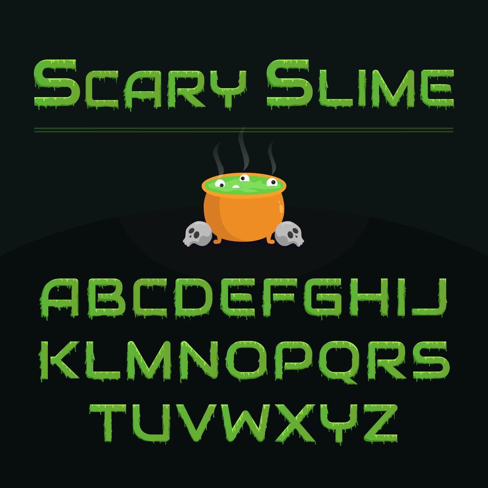 eng slijm is spookachtige themaletters of lettertypen. enge stijl lettertype ontwerp vector