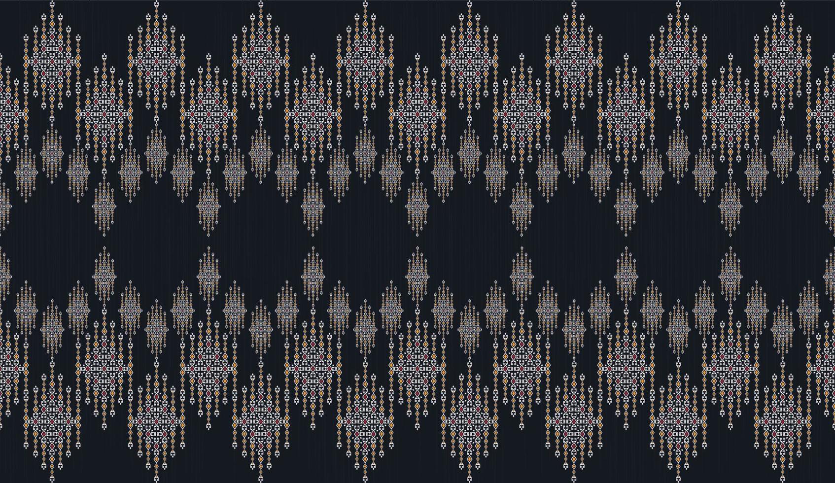 ikat canderlier etnische vorm marineblauwe kleur textuur achtergrond. etnische tribal motief naadloze patroon. gebruik voor stof, textiel, interieurdecoratie-elementen, stoffering, verpakking. vector