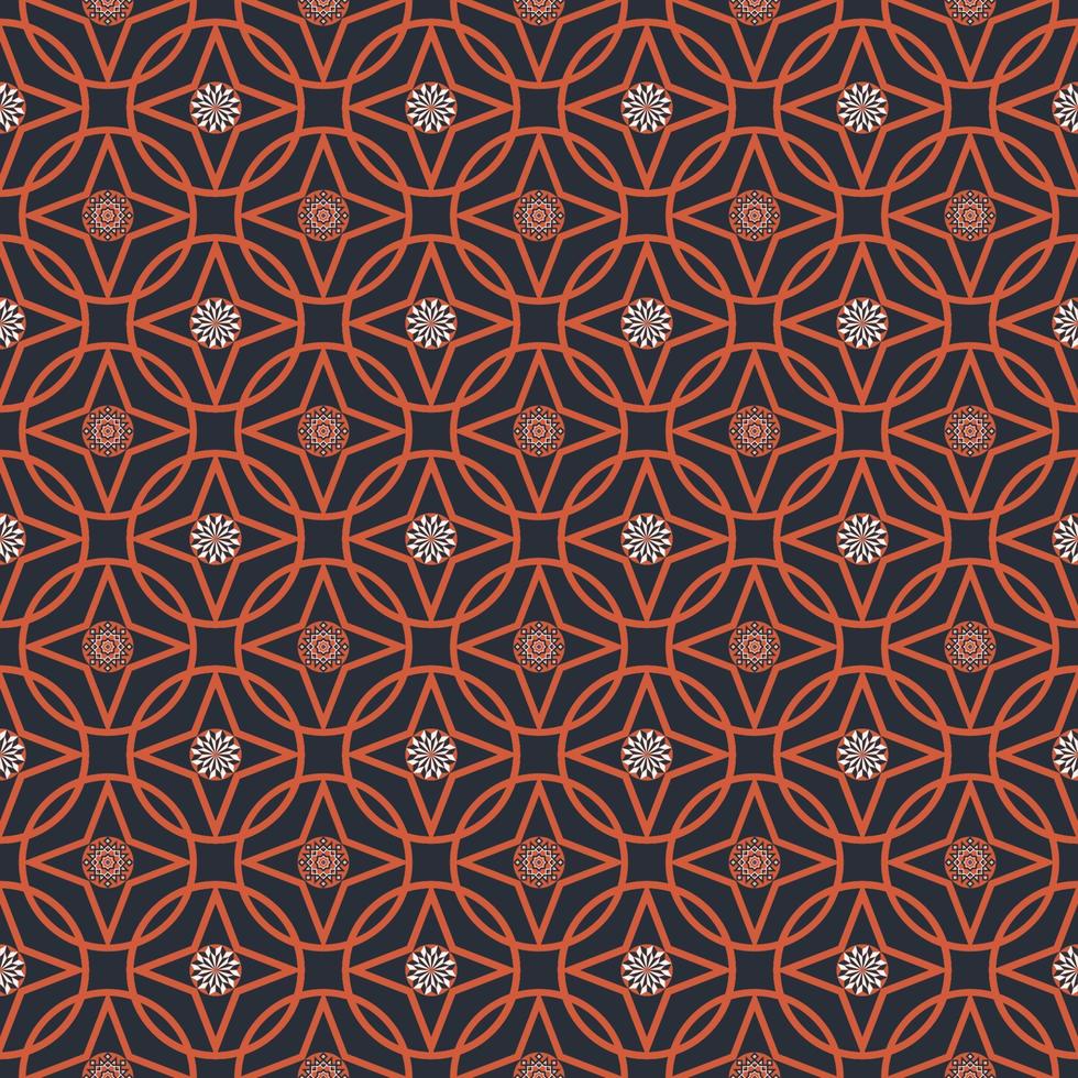 geometrische islamitische Perzische cirkel ster overlappende lijnvorm naadloze patroon blauw oranje kleur achtergrond. gebruik voor stof, textiel, interieurdecoratie-elementen, stoffering. vector