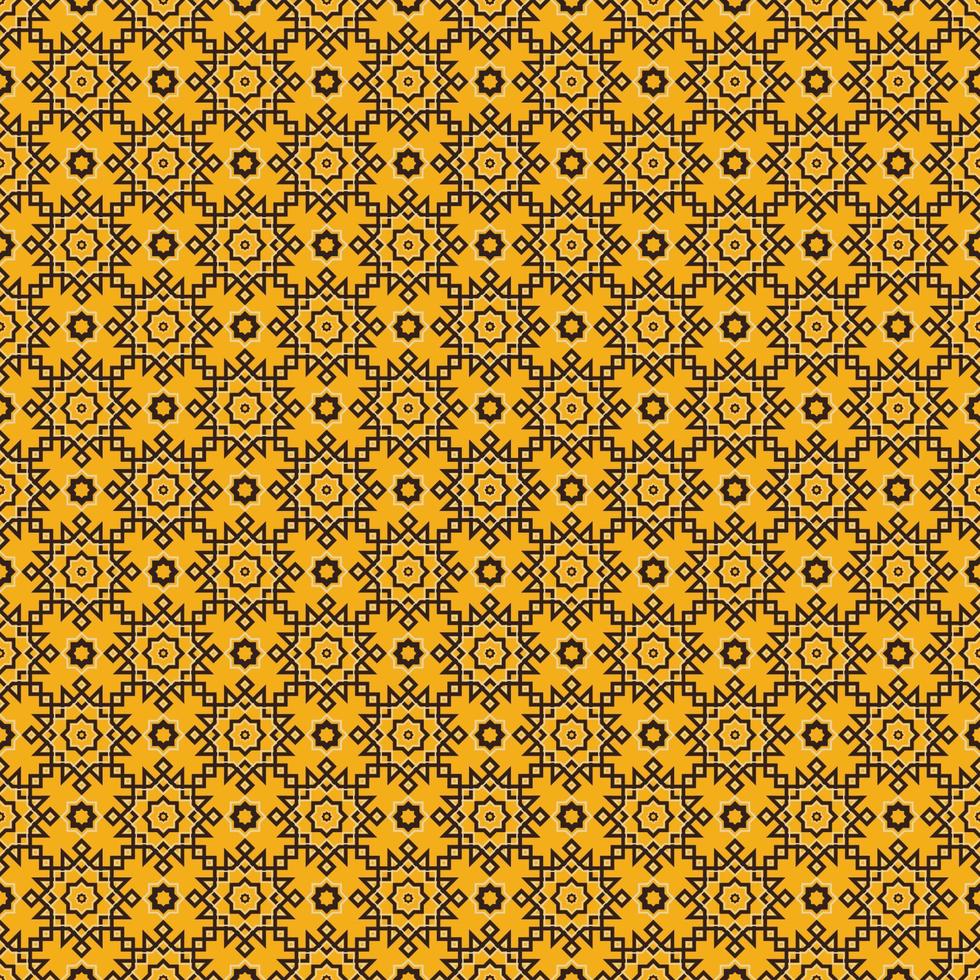 islamitische geel goud en bruine kleur geometrische kleine stervorm naadloze patroon achtergrond. batik sarong of zijden patroon. gebruik voor stof, textiel, interieurdecoratie-elementen, verpakking. vector