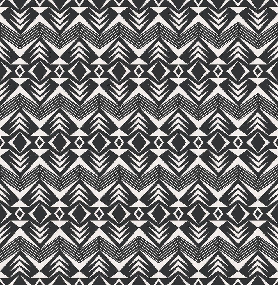 etnische tribal geometrische ruit vierkant, chevron, zig zag lijn vorm naadloze patroon zwart-wit kleur achtergrond. gebruik voor stof, textiel, interieurdecoratie-elementen, stoffering, verpakking. vector