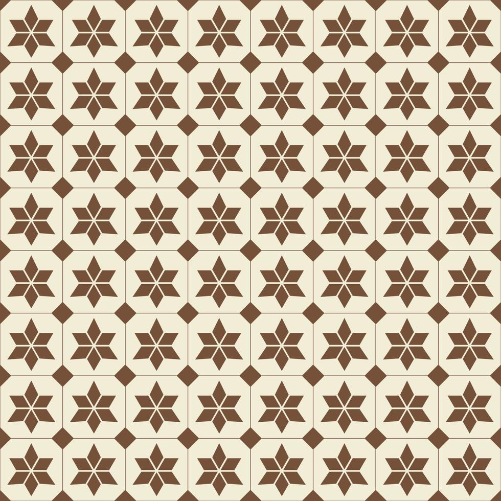 geometrische ster raster naadloze patroon bruin crème kleur achtergrond. eenvoudig Chinees-Portugees of peranakan patroon. gebruik voor stof, textiel, interieurdecoratie-elementen. vector