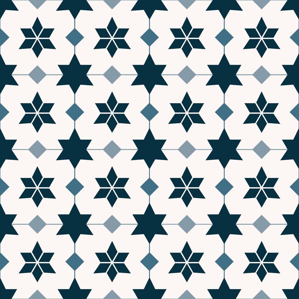 geometrische blauwe kleur ster raster lijn naadloze patroon achtergrond. Chinees-Portugees, peranakan patroon. gebruik voor stof, textiel, interieurdecoratie-elementen, stoffering, verpakking. vector